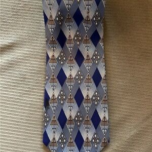 Christian Dior Geometric Blue and Gray Men's Tie 100% Imported Silk EUC!!